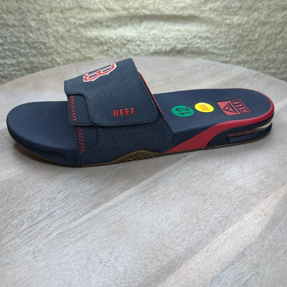 Boston Red Sox Reef Fanning Slides Mens 12 MLB Sandals Bottle Opener NWT